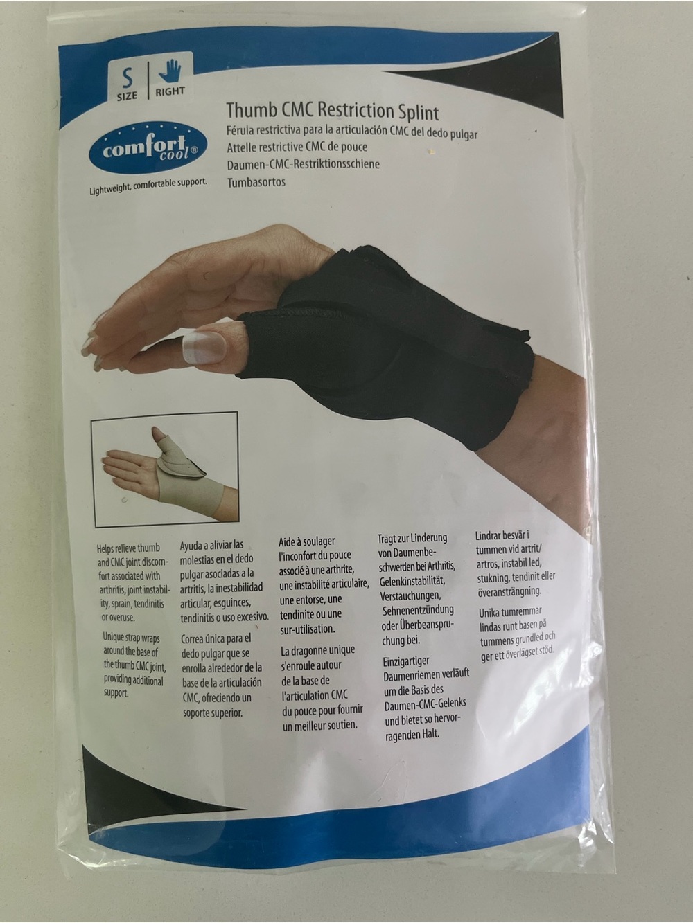Black Thumb CMC Restriction Splint - Small Right